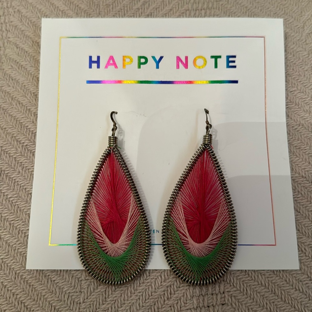 Pink and green earrings